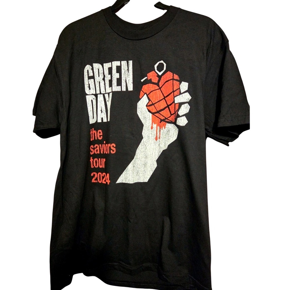 Green Day Saviors Tour 2024 T-Shirt Mens Large Black Band Tee Concert Graphic